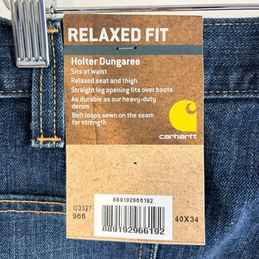 Carhartt Relaxed Fit Holter Dungaree Jeans 40x34 Dark Wash Workwear